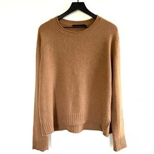 Jenni Kayne Everyday Sweater Womens Size L Wool Cashmere Blend Soft Dark Camel